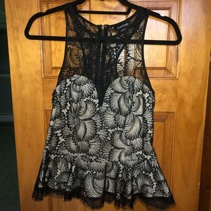 BEBE lace peplum top size S/P